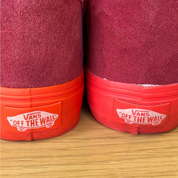 Vans Sk8-Hi Wedge Red Burgundy Suede Canvas High Top Sneakers Womens 6.5 - Picture 5 of 7
